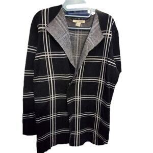 Ava Paige black white plaid sweater jacket Costigan size XL‎ NEW!!!